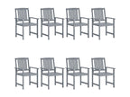 Garden chairs with cushions, 8 pieces, solid Boisona wood, Grey YNQD58365