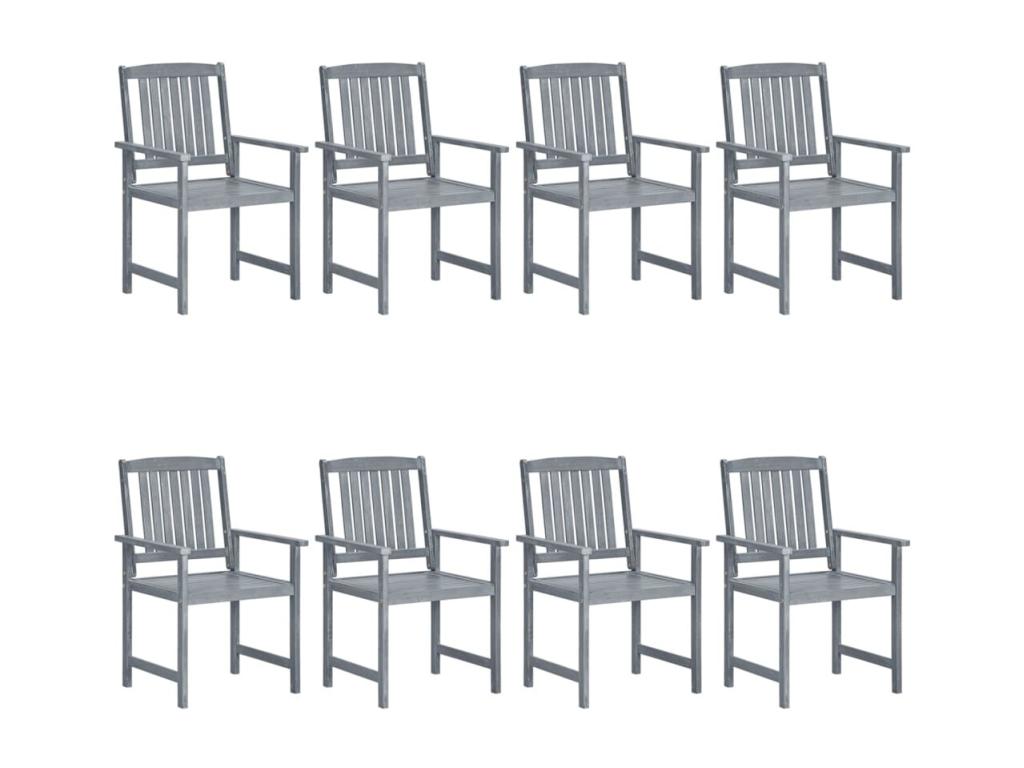 Garden chairs with cushions, 8 pieces, solid Boisona wood, Grey YNQD58365