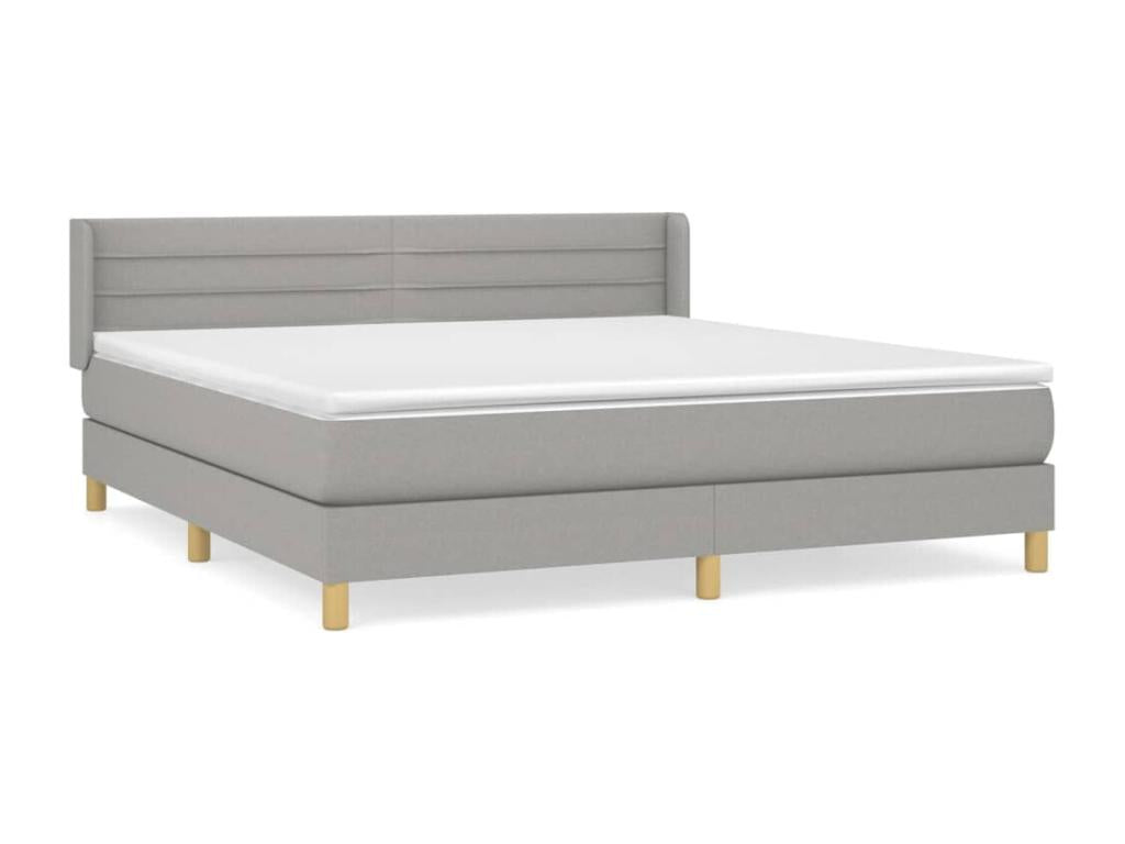 Upholstered bed base with mattress, light grey, 160x200cm, fabric QNLW78947