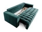 Boisona 245cm 3-seater blue velvet convertible sofa with storage compartment ZGAU31690