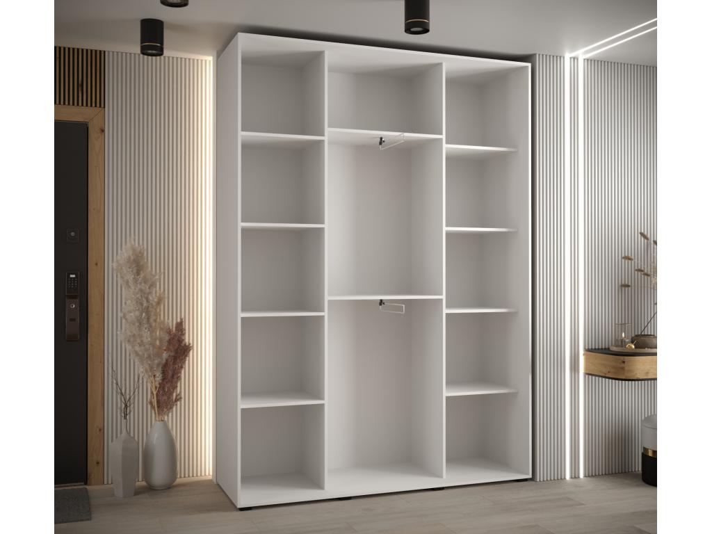 Boisona 8 Sliding Door Wardrobe 235.2/180/45 3 Doors White/White/Black WLHJ22026