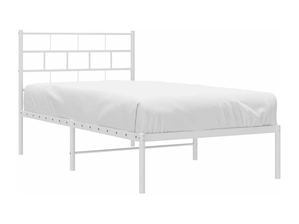 Metal bed frame with white headboard 90x200 cm AZIP49588