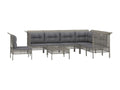 8-piece garden furniture set with cushions, Grey Wicker Resin JTFV95901