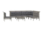 8-piece garden furniture set with cushions, Grey Wicker Resin JTFV95901