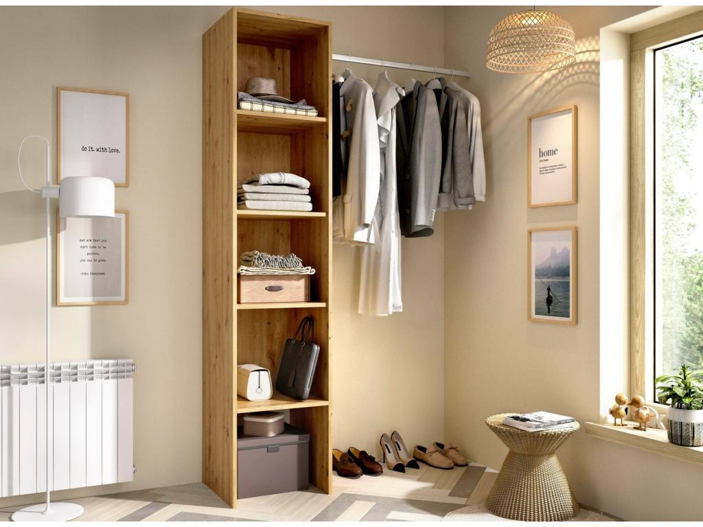 Boisona Wardrobe Structure for Dressing Room, Open Hanger, 138x40x186 cm, Nodi Oak QERU21060