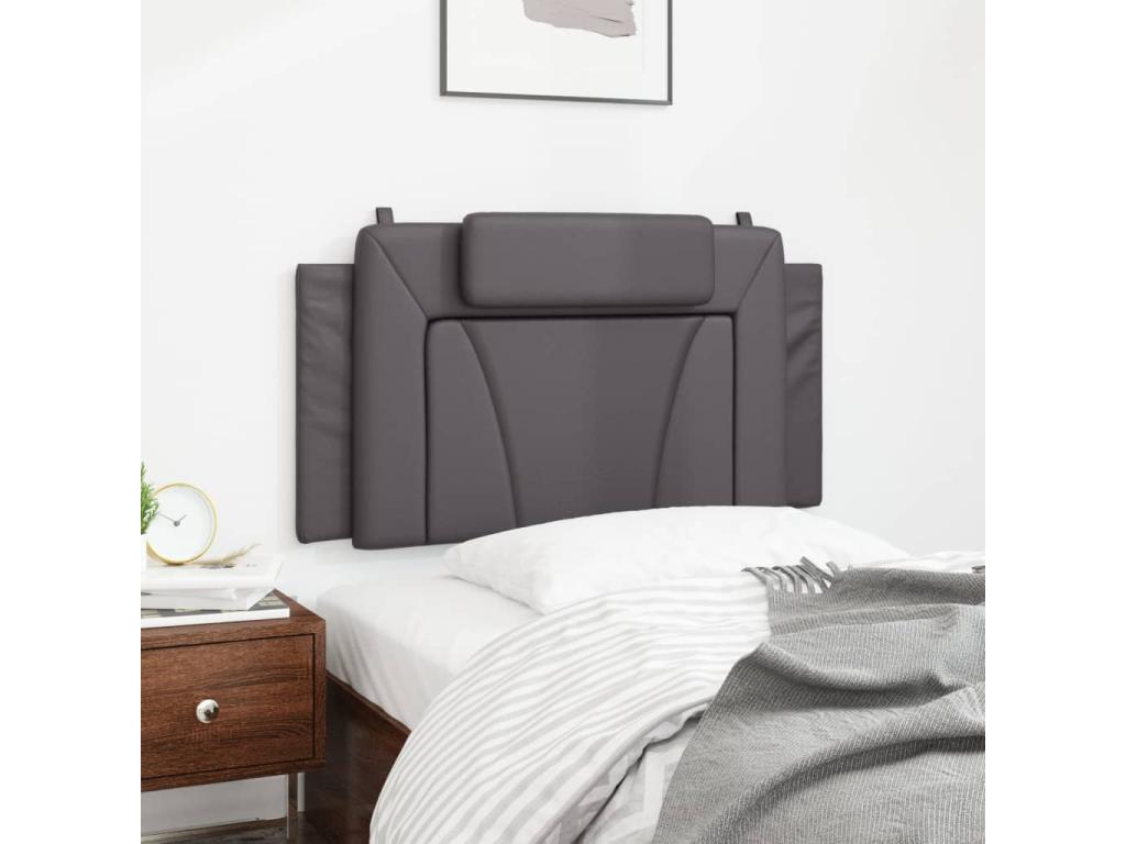 Grey faux leather headboard cushion 100 cm UPVJ86490