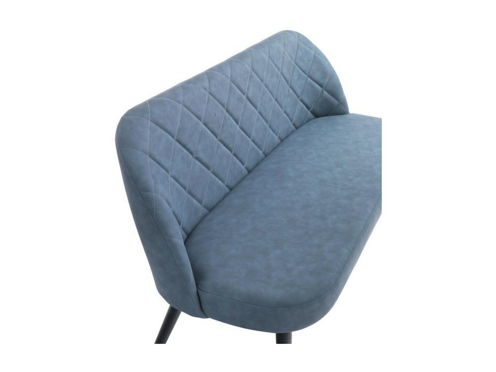 Boisona 2-seater sofa in blue faux leather with black metal legs, L 130cm XLRL32076