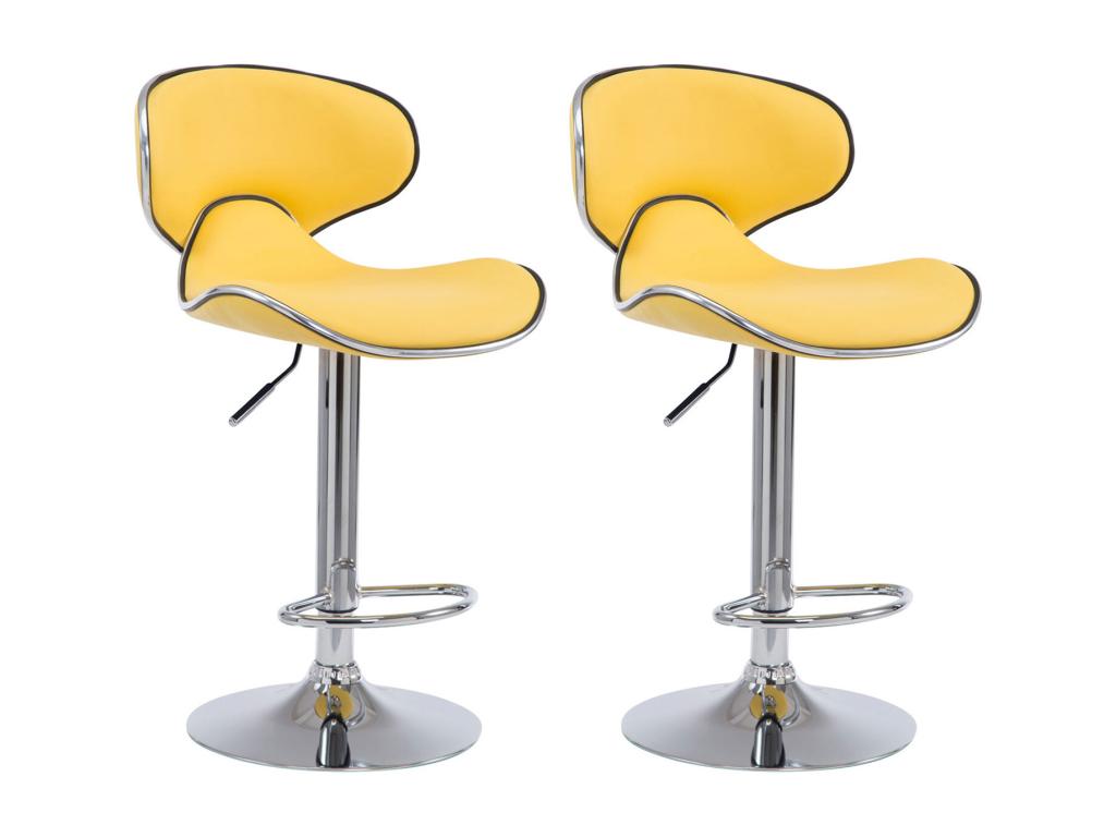 Set of 2 Bar Stools - Faux Leather / Boisona - Yellow - Boisona v2 BIZF67926