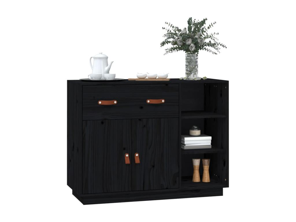 Black Buffet 98.5x40x75 cm Solid Pine Wood NGRI35997
