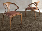 Modern chair in ash wood, walnut color and faux leather Boisona GYPW51108
