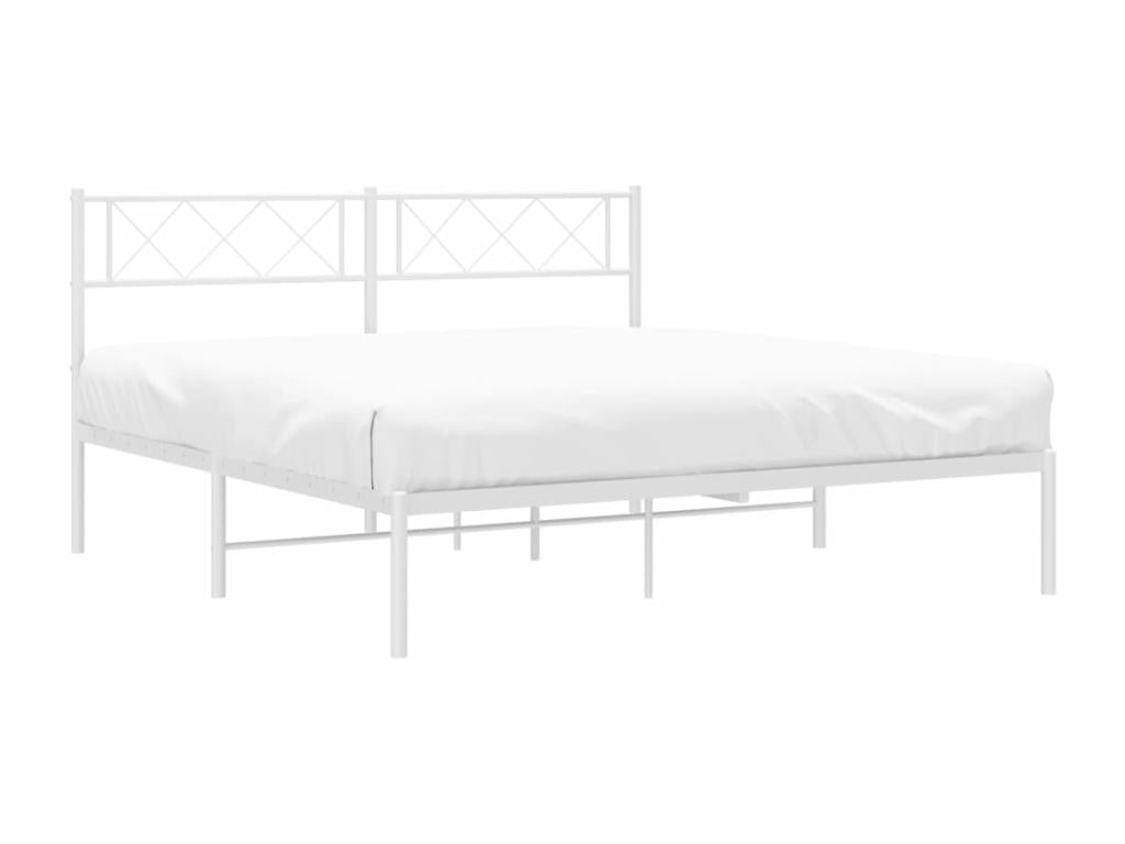 Metal bed frame with white headboard 120x200 DQVE74737