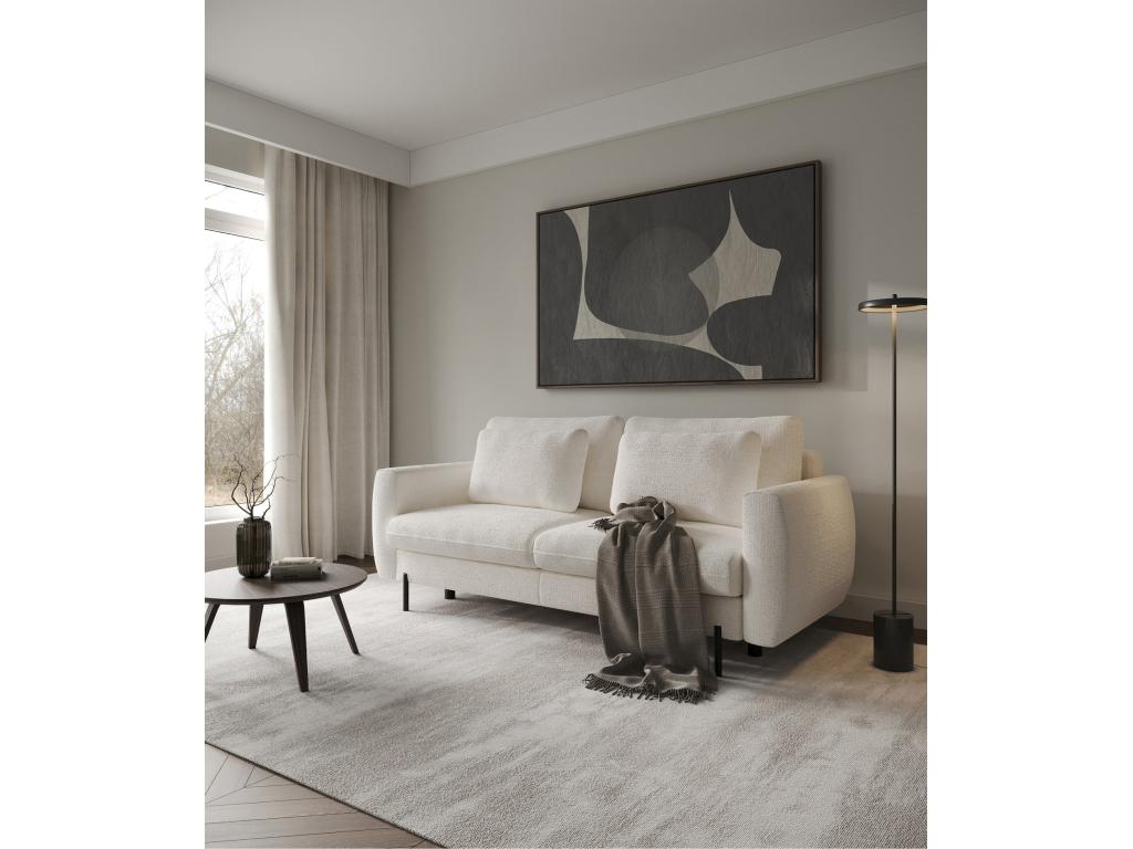 3-seater convertible sofa - in waterproof cream chenille fabric - Boisona QRMR17917