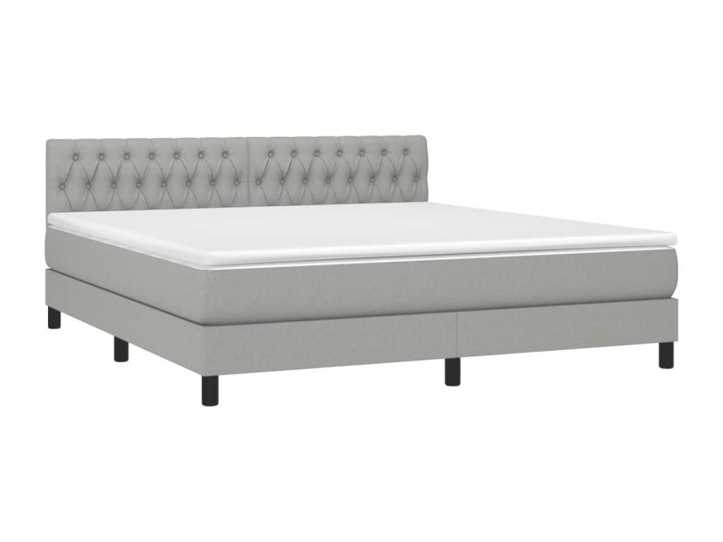 Upholstered bed base with mattress, light grey, 180x200cm, fabric UBXG73168
