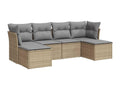Garden furniture set with cushions, 6 pieces, beige woven resin VDCX73170