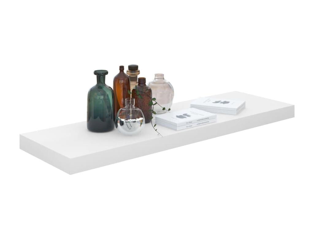 Floating wall shelf, 4 pcs, glossy white, 80x23.5x3.8 cm, MDF, BYKC75997