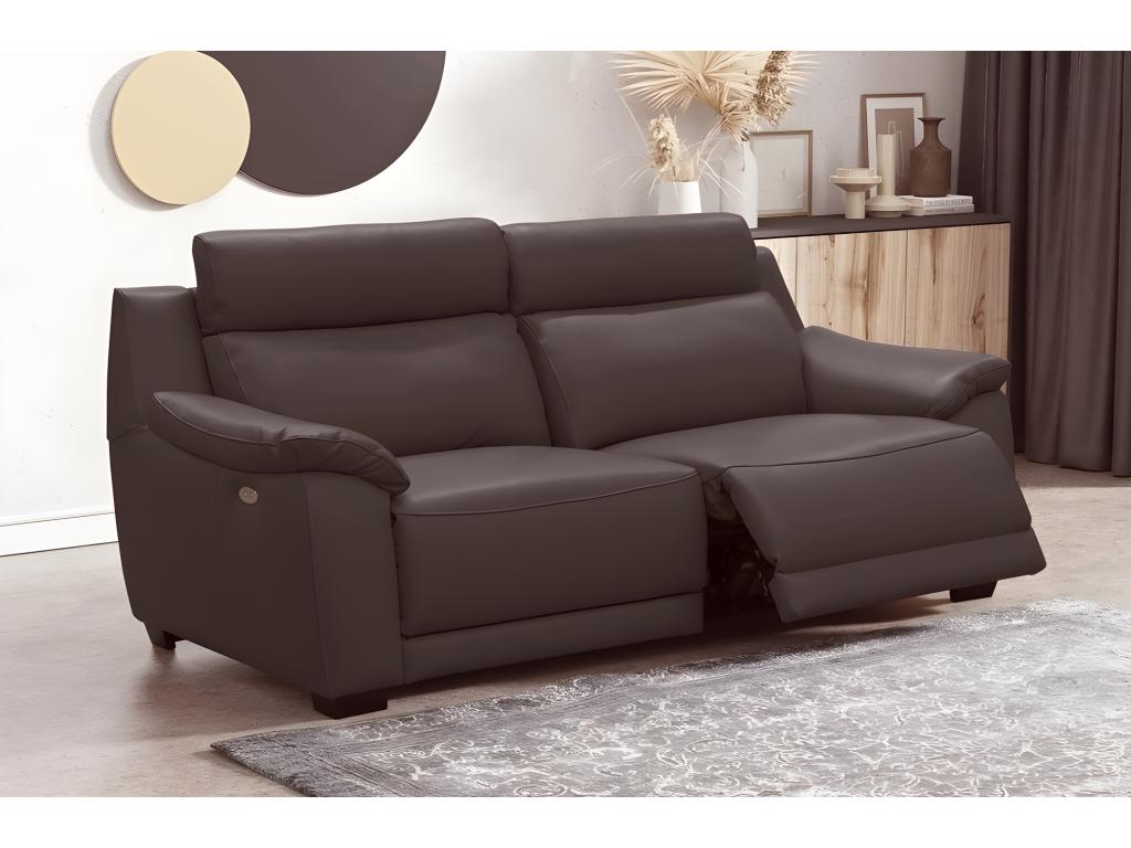 2-seater sofa with 2 Boisona chairs in thick, luxurious Italian leather - 2 Boisona electric chairs in light chocolate brown - Boisona LKJU12120