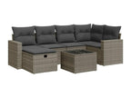 Garden furniture set with cushions, 7 pieces, grey woven resin, FARI34746