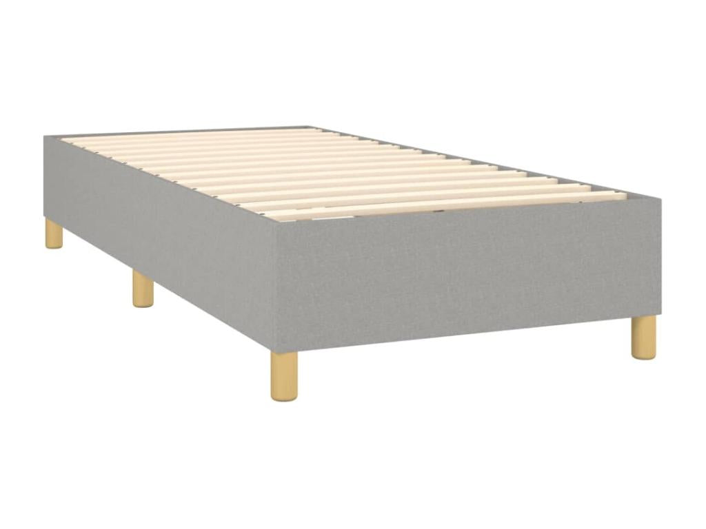 Upholstered bed base with mattress and LED light, light grey, 90x200 cm, fabric AKXQ82041