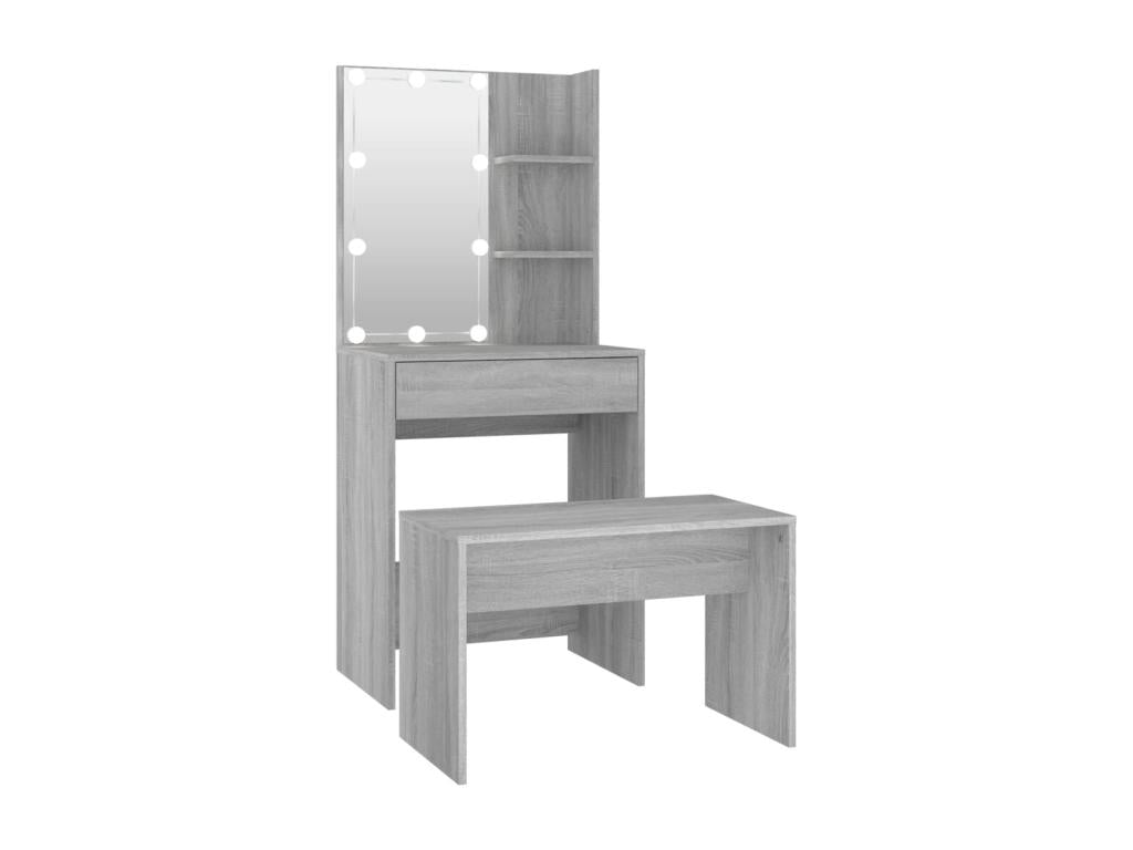 Dressing table and stool set, brown wood, 60x40x140 cm, 02 0006289 PWNK76857