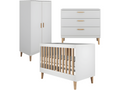 Complete bedroom set including 60x120cm cot, chest of drawers and wardrobe Lysvia - White SMTY96334