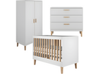 Complete bedroom set including 60x120cm cot, chest of drawers and wardrobe Lysvia - White SMTY96334