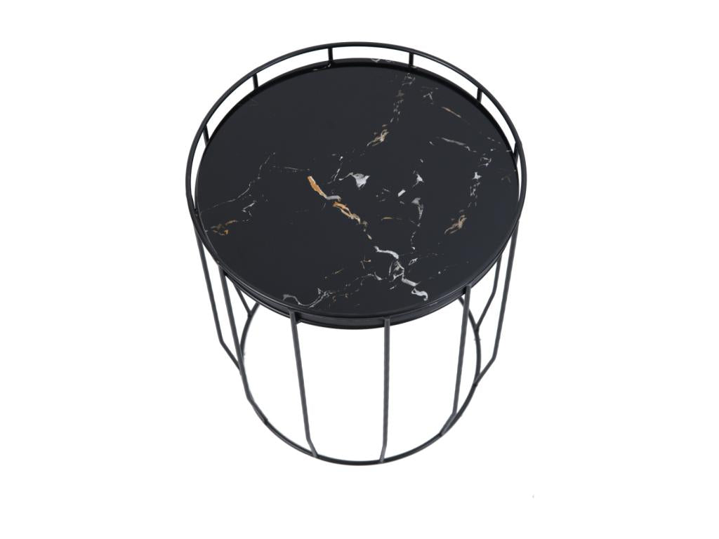 Boisona Set of 3 Round Black Side Tables/Coffee Tables DEYW71122