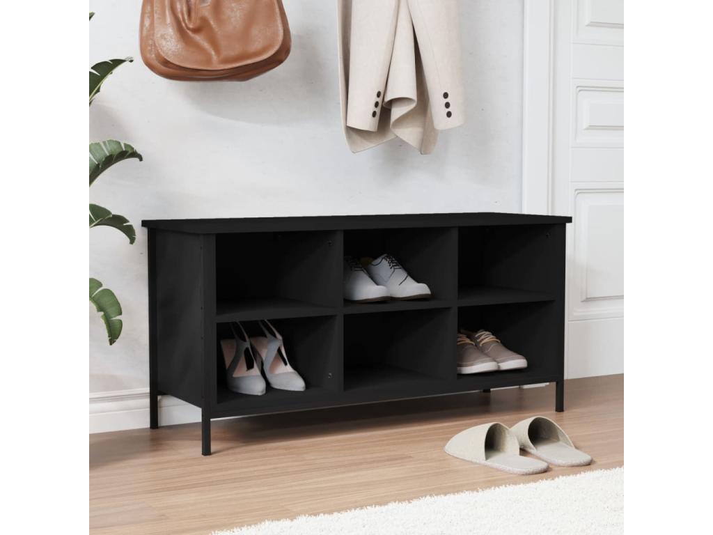 Black shoe cabinet 100x35x50 engineered wood BKTY09027