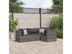 4-piece garden furniture set with cushions, Grey Wicker Resin GOHG51541