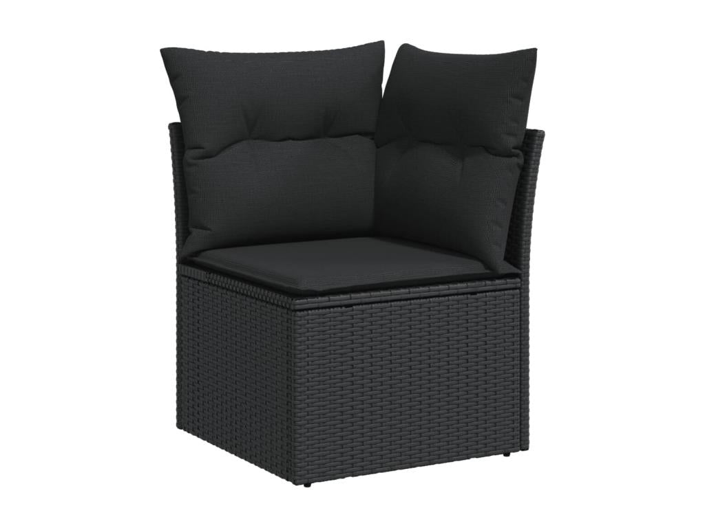 7-piece garden furniture set with cushions, black woven resin ALVH00085