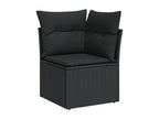 5-piece garden furniture set with cushions, black woven resin FUYO50576