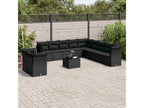 12-piece garden furniture set with cushions, black resin wicker RINS82505