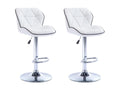 Set of 2 bar stools in faux leather and chrome-plated steel - Adjustable height - White - Boisona CMQB74667