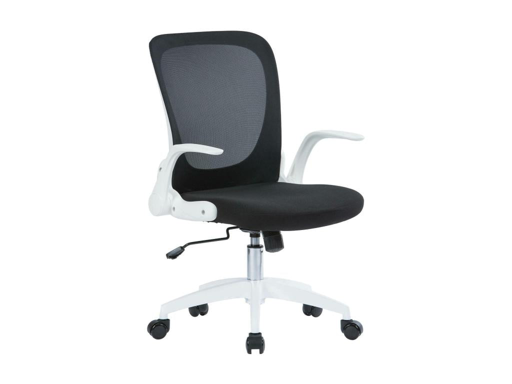 Boisona Office Chair, Executive Chair in Boisona with Armrests, Ergonomic Seat with Folding Armrests, 60x59x86/96 cm, Black and White, NAZU23288