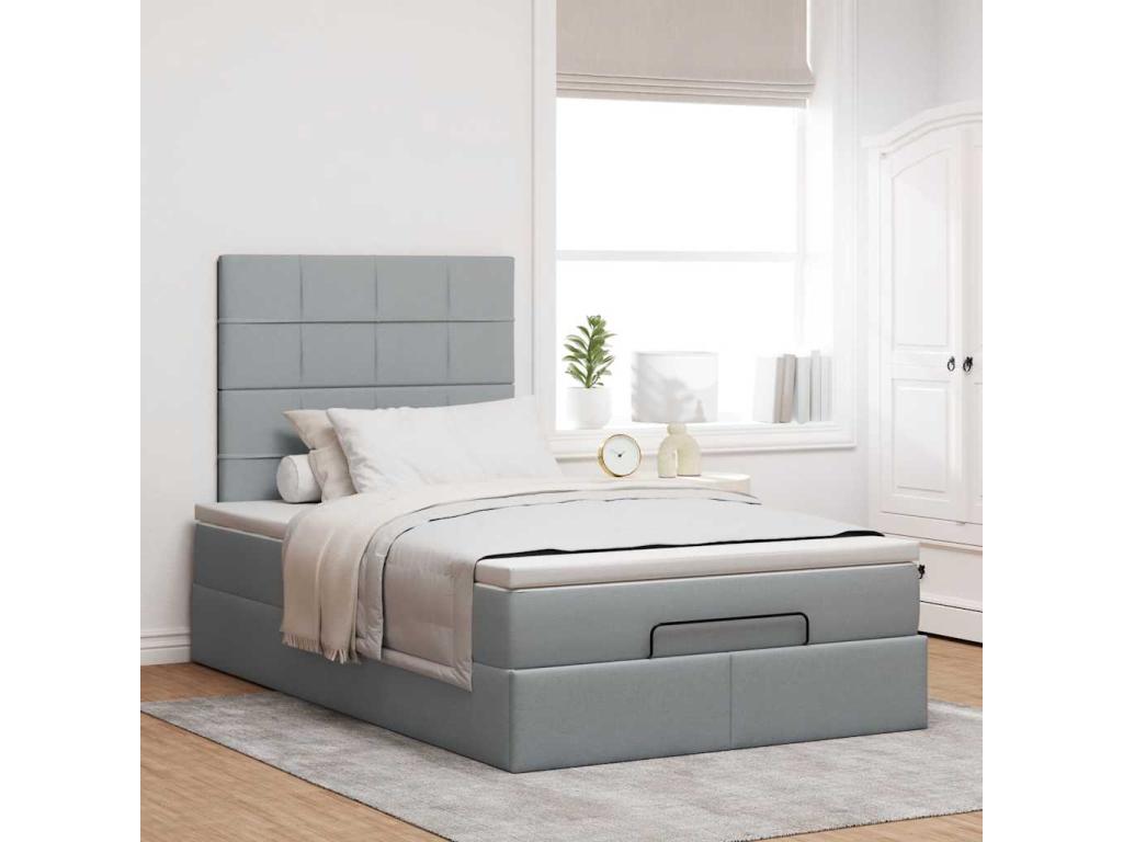 Boisona bed frame and light grey mattress 120x200 cm fabric CGAG25681
