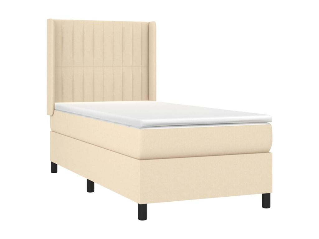 Boisona bed base with mattress and LED lighting, Cream, 100x200 cm, Fabric DOLI26473