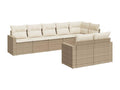 Garden furniture set with cushions, 8 pieces, beige woven resin, HPYR98238