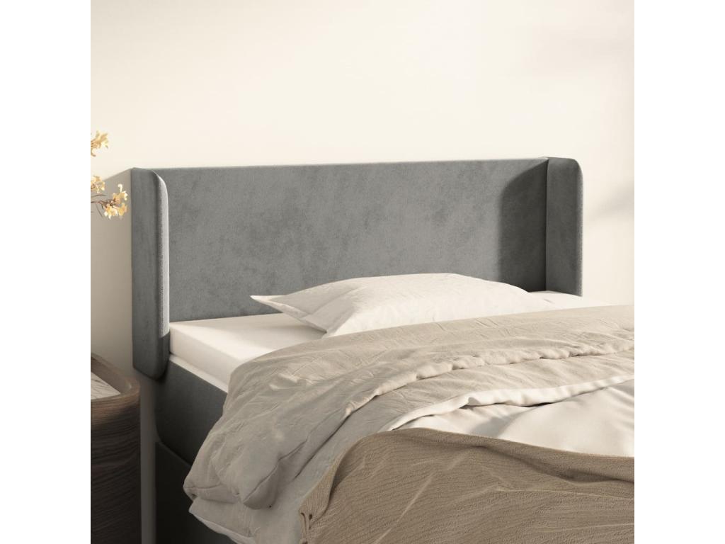 Headboard with wings, light grey, 83x16x78/88 cm, velvet, RAOC94410