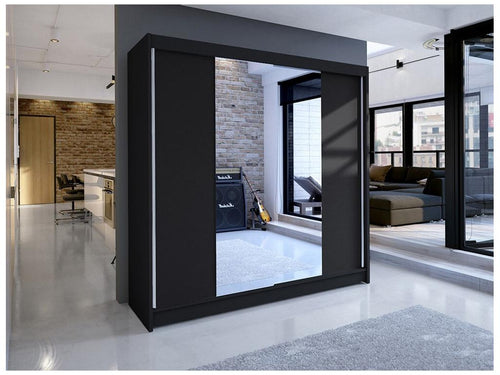 Boisona 138 Black Wardrobe 215x180x58cm Sliding Wardrobe Doors TSQP61466