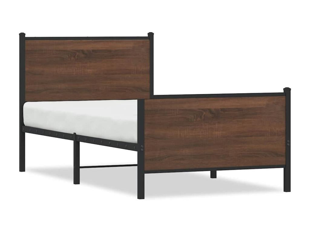 Metal bed frame without mattress, brown oak, 80x200 cm, BGEI15060