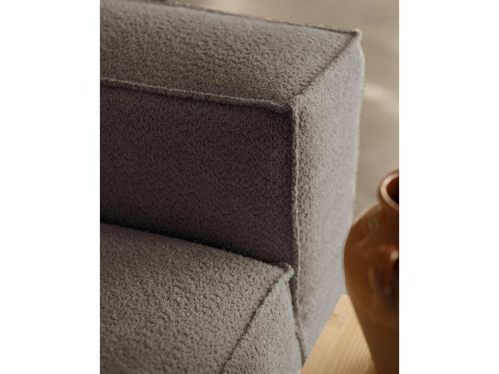 Right-hand corner sofa, 3/4 seater, in dark grey looped fabric, 250x175cm DEHJ27186