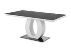 Boisona Dining Table - 6 people - Lacquered MDF / Tempered Glass - Black / White CJXQ99936