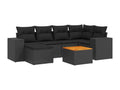 7-piece garden furniture set with cushions, black woven resin ALVH00085