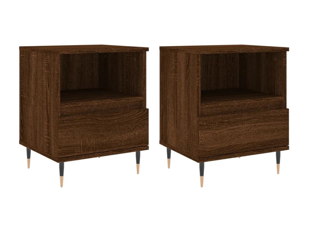 Bedside tables, 2 pcs, brown oak, 40x35x50 cm, engineered wood, BVDQ05533