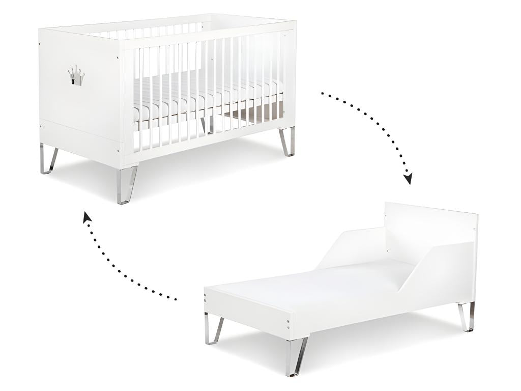 Convertible baby cot and changing table by Boisona - White NLNV39947