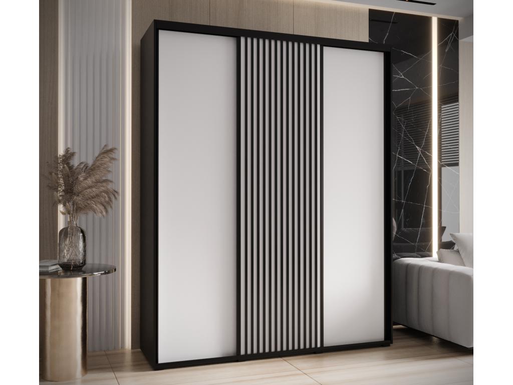 Boisona 1 Sliding Door Wardrobe 205.2/200/45 3 Doors Black/White VOSS81191