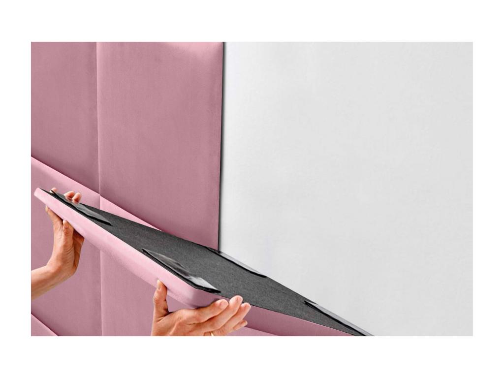 Boisona Upholstered Headboard in Quality Velvet, Boisona Interior composed of interchangeable self-adhesive panels for bedroom, pink, 220 cm WKKF10154