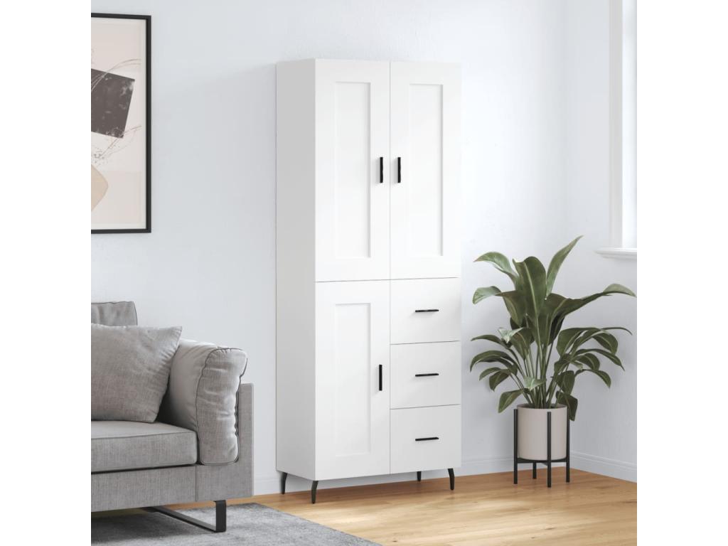 White Highboard 69.5x34x180 cm Engineered Wood EPHR26758