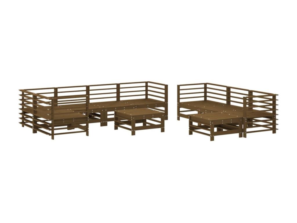 10-piece garden furniture set with cushions, honey brown, solid wood WIQY38176