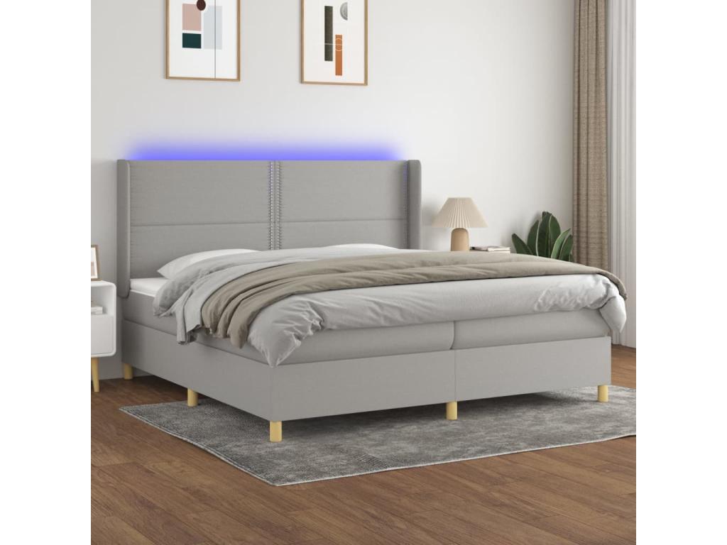 Upholstered bed base with mattress and LED light, 200x200 cm, Fabric OGBV39230