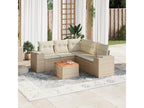 6-piece garden furniture set with cushions, beige woven resin BKGB01582